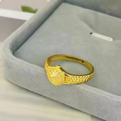 Small Watch Ring Real 18K Gold Ring for Woman Luxury Quality Fine Jewelry AU750 Ring Party Gift
