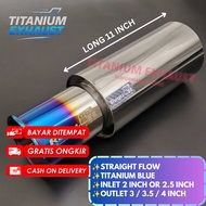 READY STOCK EXHAUST REGU 06 R STRAIGHT FLOW MUFFLER CHROME & TITANIUM biru