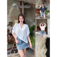 7days Clothing-Korean Oversized Shirt Spring Silk Top