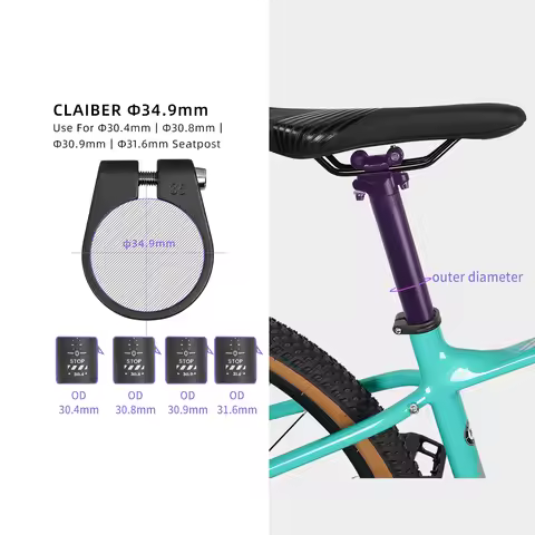 TOSEEK Bike Seat Post Clamp 31.8 34.9mm Mountain Aluminum Alloy Ultralight Mountain Bicycle Seatpost