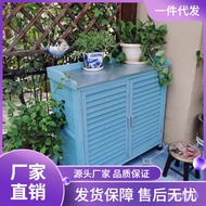 HY-16 Outdoor Solid Wood Shoe Cabinet Balcony Storage Cabinet Waterproof Home Doorway Multifunctional Toolbox Garden Sun