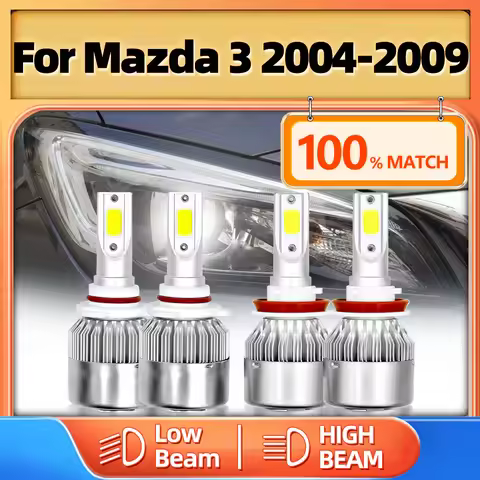 Headlight LED Bulbs 40000LM Car Front Lights H7 9005 HB3 Turbo Auto Lamps 12V 6000K For Mazda 3 2004