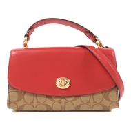 COACH 塗層帆布/皮革Tilly Satchel 23金扣手挽肩背兩用袋