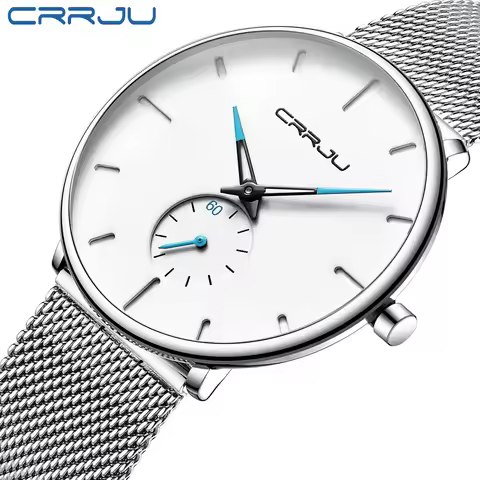 CRRJU Sports Mens slim Watches Top Brand Luxury Waterproof Sport Watch Men Ultra Thin Dial Quartz Wa