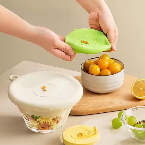 2PCS Silicone Food Covers Eco-Friendly Stretchable Food Sealing Lid Reusable Sealing Cover Multifunc