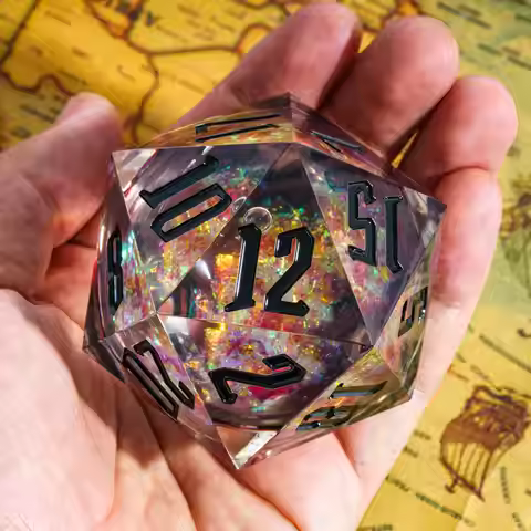 55mm D20 Liquid Quicksand Dice Sharp Edges Big Size 20 Sides D20 Giant Polyhedral Dice for Party Clu