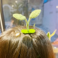 Sprout-shaped bangs clip with adjustable leaf and branch shape made of handmade wool