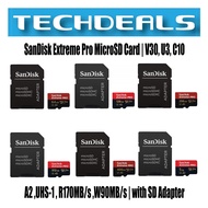SanDisk Extreme Pro MicroSD Card | V30, U3, C10, A2, UHS-1, R170MB/s W90MB/s | with SD Adapter