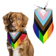 Progress Pride Flag Rainbow Gay Lesbian Transgender Bisexual LGBTQ Dog Bandanas Pets Kerchief Revers