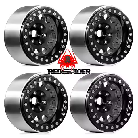 RED SPIDER 4Pcs Heavy 1.9Inch Beadlock Wheel Rim Hub for 1/10 RC Crawler Car TRX4 TRX6 Axial SCX10 I