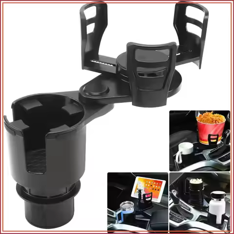 2-in-1 Car Cup Holder Expander Adapter for Large Bottles, Adjustable Base, Fits Hydro Flask, Yeti, N