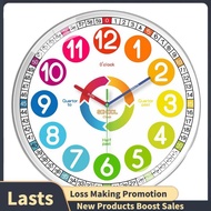 Wall Clock for Kids Silent Colorful Teaching Time Clock Decorative for Kids Room Classroom School