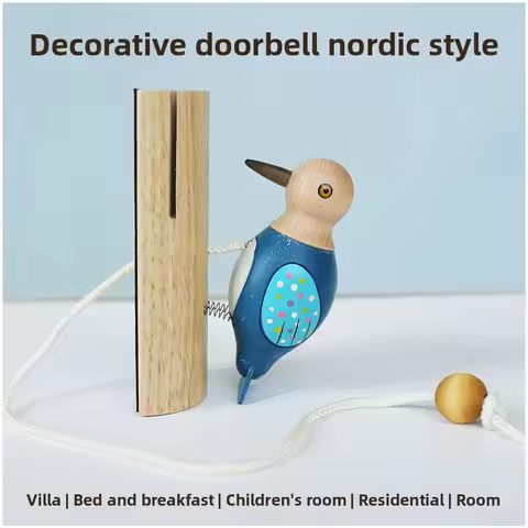 Woodpecker Original Doorbell - Creative Pull Rope Wooden Woodpecker Knocking Sound Doorbell