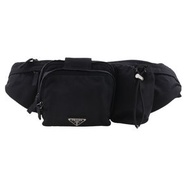 二手 Prada VA0056 黑色尼龍斜挎/腰包，帶拉鍊。男女通用。