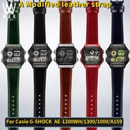 Genuine leather Strap for Casio G-SHOCK Small Square AE-1200WH/1300/1000/A158/A159 Men Women watchba