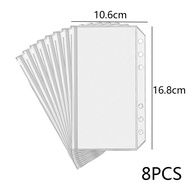 8PCS PVC Binder Pocket Cash Envelopes A5/A6/A7 Zipper Folders Pouches Money Organizer Budget Documen