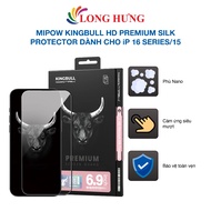 MiPow Kingbull HD Premium Silk Protector Full Edge Tempered Screen Protector for iP 16 Pro Max/16 Pr