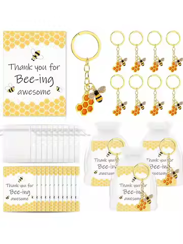 36pcs Bee Employee Appreciation Gift Cute Bee Keychains Thank You Cards Organza Bag Inspirational Gi