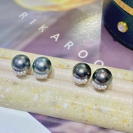 Elegant ขนาดใหญ่ Tahitian Black Pearl STUD ต่างหูผู้หญิงแฟชั่นอินเทรนด์บุคลิกภาพ G18K Gold ขนาดเล็ก