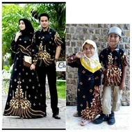 Baju batik couple keluarga gamis modern anak muslim full batik katun