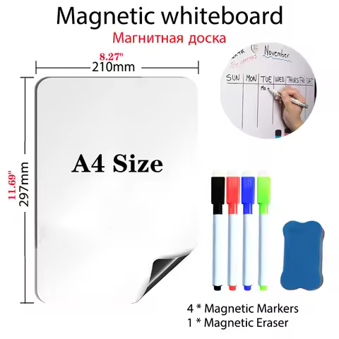 A4 Size Magnetic WhiteBoard for Fridge Sticker Dry Erase Whiteboard,Portable 11.8"x8.2" Planner for 