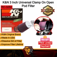 K&N Universal 3" inch Clamp-On Open Pod Air Filter {KN-RC-3250}