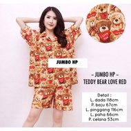 BAJU PIYAMA WANITA JUMBO HP TEDDY BEAR LOVE TUMPUK busui bumil katun wanita