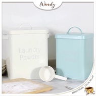 【Woody】 Detergent storage box with lid and scoop Multipurpose Washing Powder Container Household Det