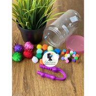 Set Tweezer & Pom Pom Balls Alat Terapi Autism ADHD Fine Motor Toys Autism ADHD Therapy Toys Montess
