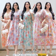 (Jessa) LD 140 Daster Florida Bat Pom Rayon Premium Smooth Jumbo Casual Sleepwear for Women, Mothers