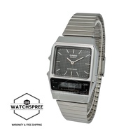 [Watchspree] Casio Vintage Style Analog-Digital Dual Time Stainless Steel Band Watch AQ800E-1A AQ-80