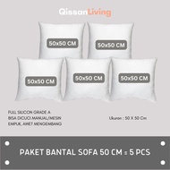 (5 Pcs) Square Sofa Cushion Insert (size 50x50 cm) - Soft Chair Cushion - Soft, Durable Silicon Fibe