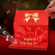 AVUKA Red Envelope Card, 6/8/10 Slots Chinese Style 3D Birthday Cake Card, Blessing Bag HongBao Pape