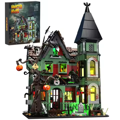 BuildMoc Halloween Nightmare House Building Blocks Set Pumpkin Ghost Skeleton Hut Bricks Toys Childr