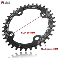 【HAWT】Chainring 104BCD, Round Oval shapes, 30t/32t/34t/36t/38t ultra-lightweight