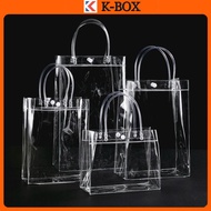 Clear PVC Tote Bag With Button Transparent Shopping Bag Cosmetic Bag Goodies Bag Gift Bag