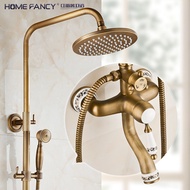 White and gold shower head brass European-wide leading paint white shower faucet set ivory white