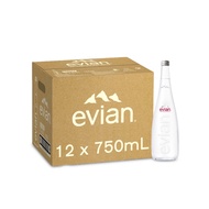 Evian Glass Bottle Natural Mineral Water 12 x 750ml