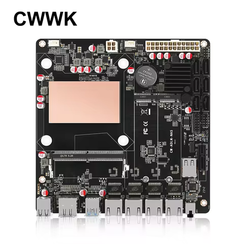CWWK Low Power NAS Motherboard with i3 N305 CPU, DDR5 Mini ITX with Dual M.2 NVMe Slot, 6 x SATA3.0 
