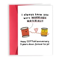 [Coisíní]  Funny 2nd Wedding Anniversary Card for Husband Wife, Cotton Gifts for Him Her, Happy Seco