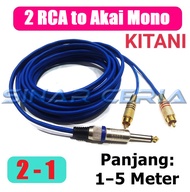 Kabel Jack Akai Mono 6.5mm to 2 RCA Cable Audio KITANI Mic Microphone - 3 Meter