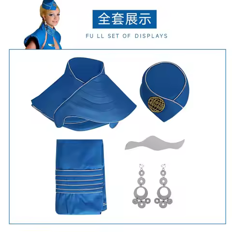 Britney Spears Toxic Flight Attendant Cosplay Costume Women Blue Uniform Halloween Outfit