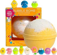 Easter Bubble Bath Bomb for Kids with Surprise Squishy Toy Inside by Two Sisters Spa. Large 99% Natural Fizzy in Gift Box. Moisturizes Dry Sensitive Skin. Releases Color, Scent, and Bubbles.