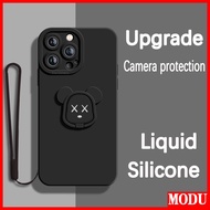 MODU Casing Xiaomi Redmi Note11S 11T 10C 10 10S 9T 9i 9A 9 9S 8 8T 8A Pro POCO X4 M4 M3 X3 M2 Pro GT Cute Bear Head Stand Free Lanyard Silicone Phone Case