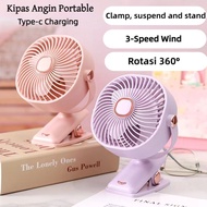 NEW Kipas Angin Meja portable jepit Besar Kipas Kipas yang dapat disesuaikan arahnya 360° Rotatable 