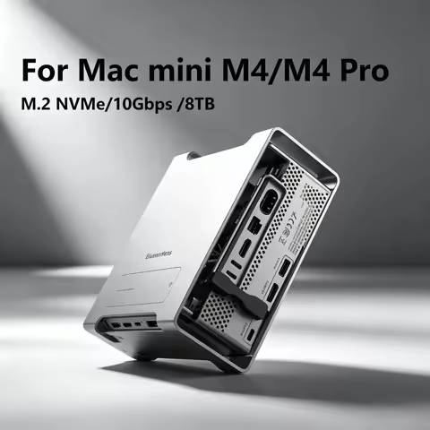 Mac Mini M4 / M4 Pro Stand with Integrated M.2 NVMe SSD Enclosure 10Gbps Type‑C Hub, 4K@60Hz HDMI Po