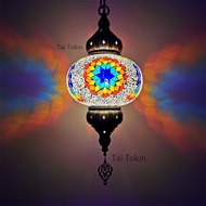Retro Turkish Mosaic Hanging Lights for Lving Room Vintage Art Deco Handcrafted Glass Ceiling Lights