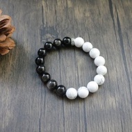 銀曜石拼白松石組合手串招財小眾款式