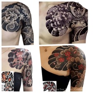 CY2Y Tattoo Sticker Flower Samurai Waterproof Long-lasting Water Spray Instant Adhesive Half Nails D