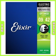 Electric Guitar Strings, Elixir 19002 Optiweb Electric Guitar Strings, Super Light 09-42 Genuine Mad
